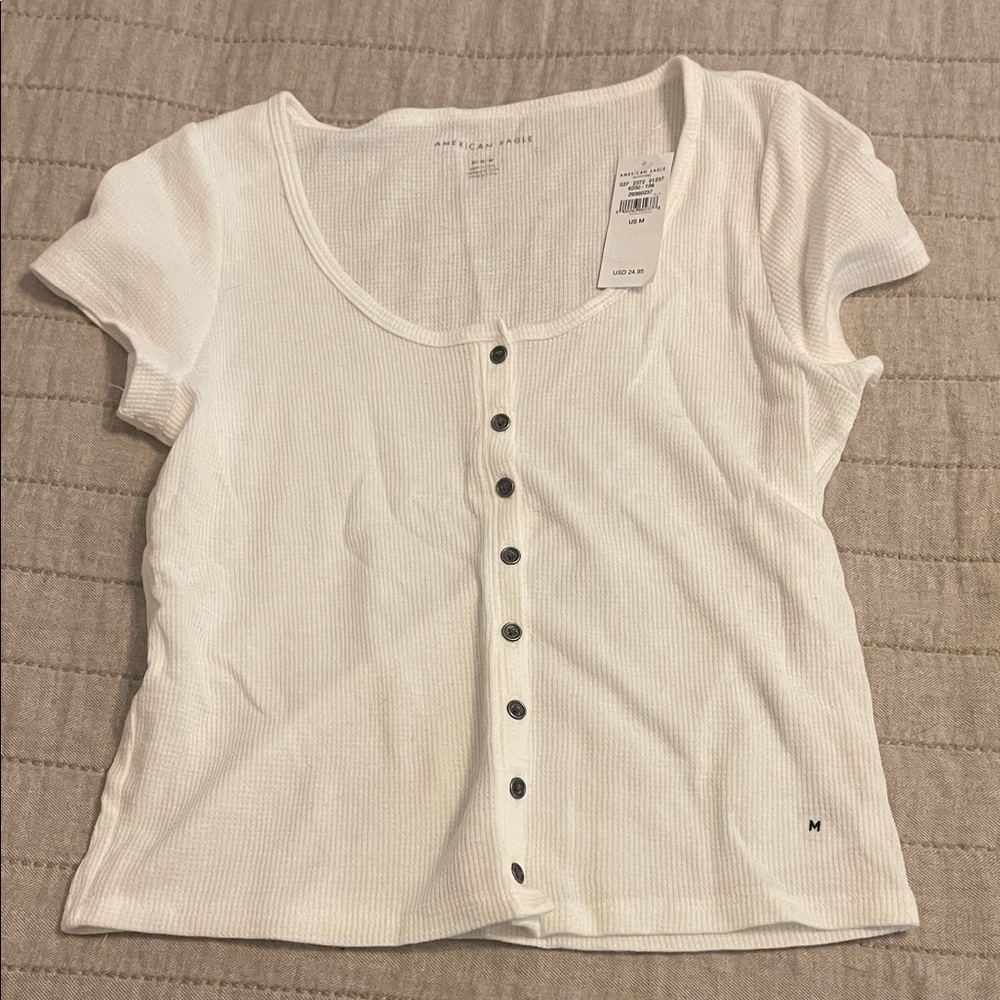 American Eagle Outfitters White Button-Down Shirt